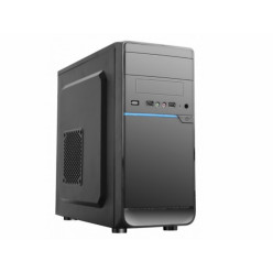 HPC D-08  mATX Case, with PSU (500W, 24 pin, 1x 4pin, 2xSATA, 2xIDE, 1x FDD, 12cm fan), 2xUSB2.0 / HD Audio, Shiny Black + Blue decoration